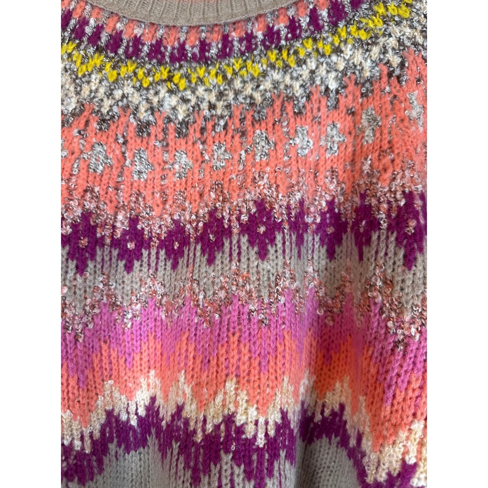 NWT S Free People Home For The Raspberry Combo Fair Isle Knit Cropped Sweater - Picture 2 of 8